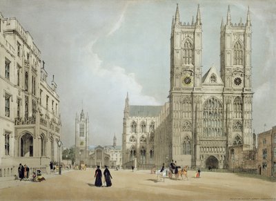 Westminster Abbey and Hospital, fra 'London As It Is', gravert og utgitt av kunstneren, 1842 (se 8674) av Thomas Shotter Boys