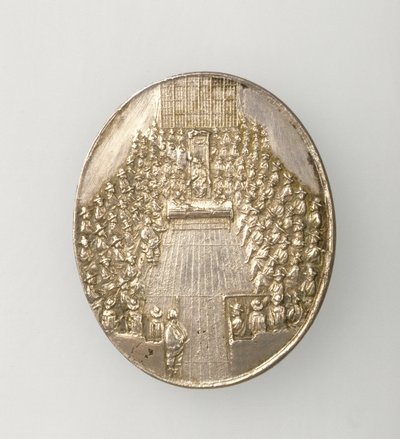 Dunbar-medalje som viser The House of Parliament 1650 (revers) (sølv) (for forside se 168065) av Thomas Simon