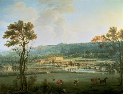 Utsikt over Chatsworth fra sør-vest (olje på lerret) av Thomas Smith of Derby