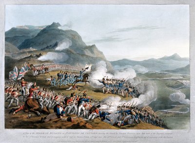 En utsikt over Sierra de Busaco ved St. Antonio de Cantaro, som viser angrepet av marskalk Reigniers, gravert av Charles Turner, publisert 1812 (akvatint) av Thomas Staunton St. Clair