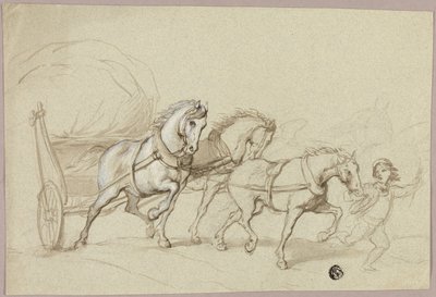 Barn som leder tre hester og vogn av Thomas Stothard