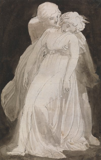 Solicitude: En mann som støtter en besvimende kvinne av Thomas Stothard