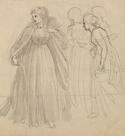 Study for Illustration - En prinsesse med hennes ledsagere av Thomas Stothard