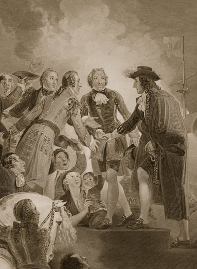The Landing of William 3rd at Torbay, gravert av George Noble, illustrasjon fra David Humes 