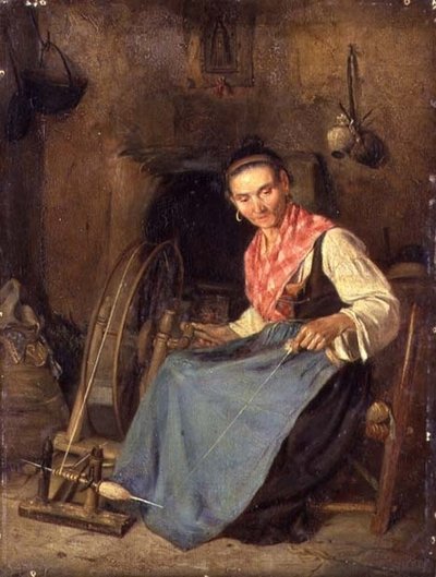 Kvinne som spinner av Thomas Stuart Smith