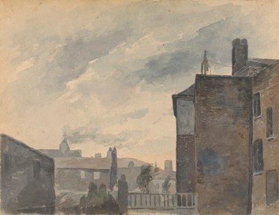 Byscene med bygninger av Thomas Sully