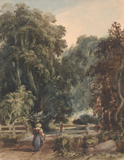 Jente på Lane, går inn i skogsområde av Thomas Sully