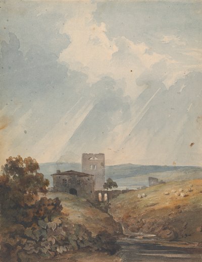 Landskap med slott, åser og fjell av Thomas Sully