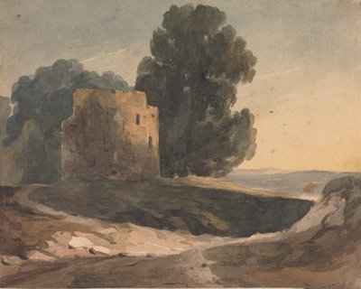 Landskap med ødelagt slott, trær av Thomas Sully