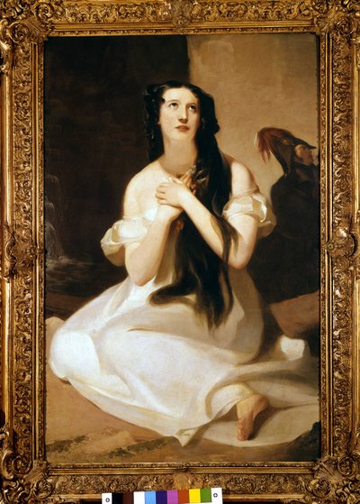 Portrett av Mary Ann Paton (Mrs Wood) (1802-1864) engelsk sanger. Maleri av Thomas Sully. av Thomas Sully