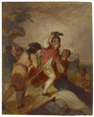 Robinson Crusoe og hans mann forlater fredag øya, ca. 1856 av Thomas Sully