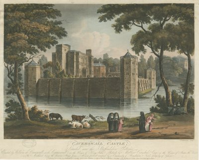 Caverswall Castle: farget akvatintgravering, 1. februar 1817 av Thomas Sutherland