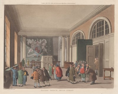 Excise Office, Broad Street, 1. februar 1810., 1. februar 1810. av Thomas Sutherland