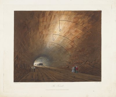 Tunellen. Fra farget utsikt over Liverpool og Manchester Railway, 1831 av Thomas Talbot Bury