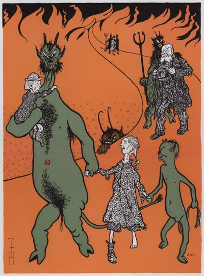Kullnødsituasjonen (farge litho) av Thomas Theodor Heine
