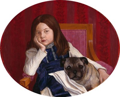 Johanna, kunstnerens datter med en mops av Thomas Theodor Heine