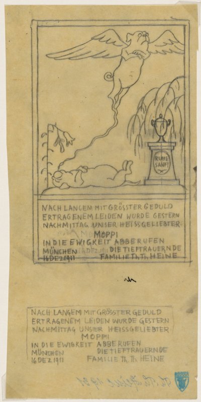 Dødsvarsel for en mops av Thomas Theodor Heine