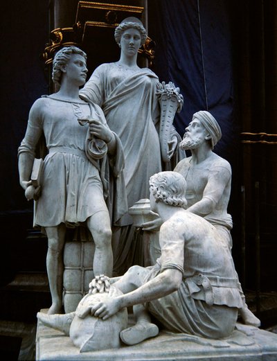 Commerce, skulpturgruppe fra Albert Memorial, fullført i 1876 (granitt) av Thomas Thornycroft