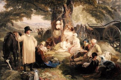 Haymakers at Dinner (akvarell på papir) av Thomas Unwins