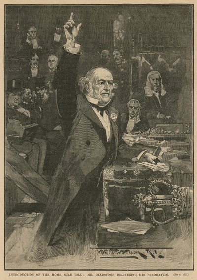 Innføring av lovforslaget om hjemmestyre - Mr Gladstone leverer sin uttalelse av Thomas Walter Wilson