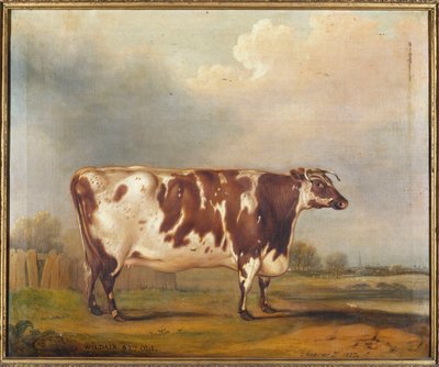 Wildair, en åtte år gammel kvige i et elvelandskap, 1827 av Thomas Weaver