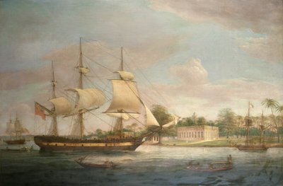 Et landsskip på Hoogly nær Calcutta av Thomas Whitcombe