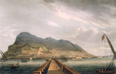 Utsikt over Gibraltar, gravert av Thomas Sutherland for J. Jenkins 