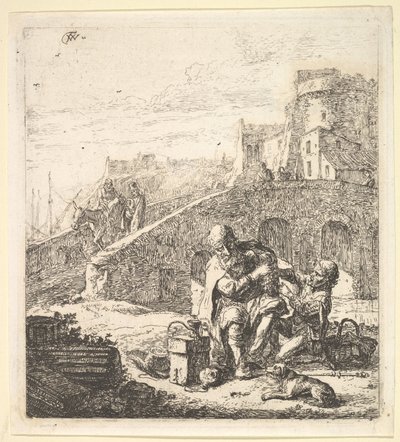 Lazarillo stjeler druer fra den stakkars blinde tiggeren, 1600-tallet. av Thomas Wijck