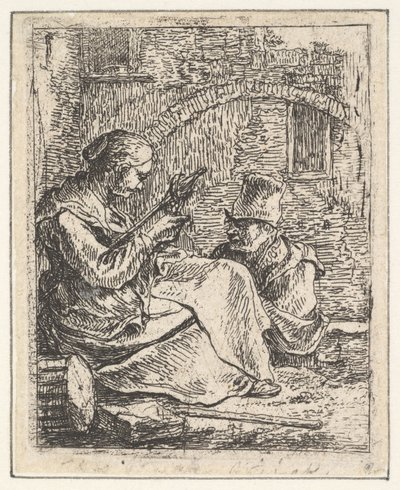 Kvinne Spinning.n.d. av Thomas Wijck