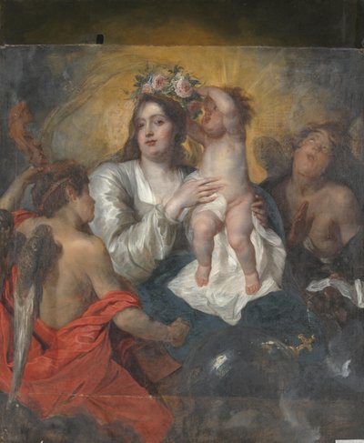 Jomfruen kronet av spedbarnet Kristus av Thomas Willeboirts Bosschaert