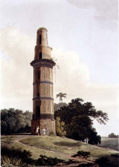 A Minar at Gour, plate XXIII av Thomas und William Daniell
