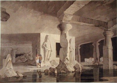 En del av Temple of the Elephanta, plate VIII fra 