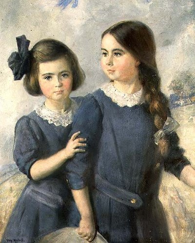Portrett av Gwynneth og Norah Langton Thompson av Thomas William Roberts