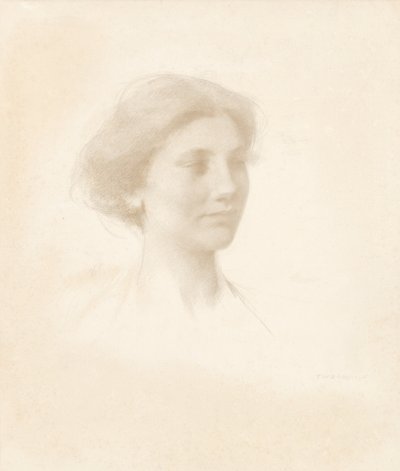 Hodet til en jente av Thomas Wilmer Dewing