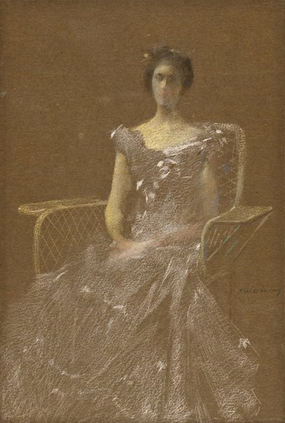Dame i en rottinglenestol av Thomas Wilmer Dewing