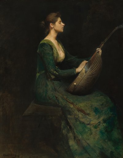 Dame med en lut av Thomas Wilmer Dewing