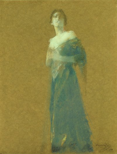 Kvinne i blått av Thomas Wilmer Dewing