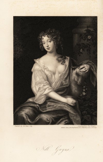 Nell Gwyn , restaureringsskuespillerinne, elsker av jarlen av Rochester, mangeårig elskerinne til kong Charles II av England av Thomas Wright