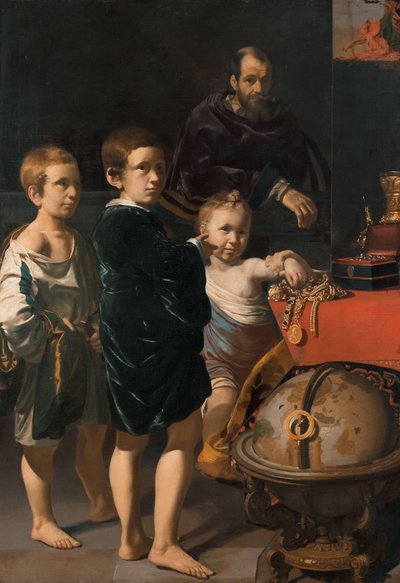 Portrett av tre barn og en mann av Thomas de Keyser