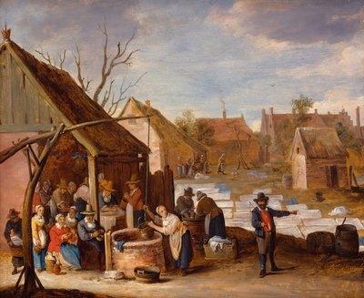 Bønder i arbeid på en blekeplass (olje på lerret) av Thomas van Apshoven