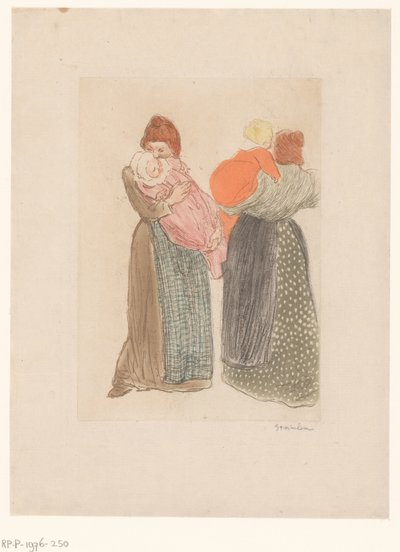 To mødre med barn Les deux meres av Théophile Alexandre Steinlen (signed by artist)