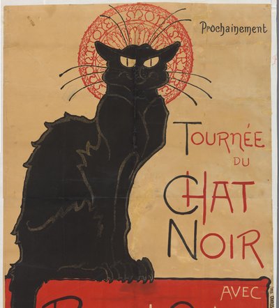 Plakat for teaterkaféen Le Chat Noir i Paris Chat Noir-turné med Rodolphe Salis (tittel på objekt) av Théophile Alexandre Steinlen