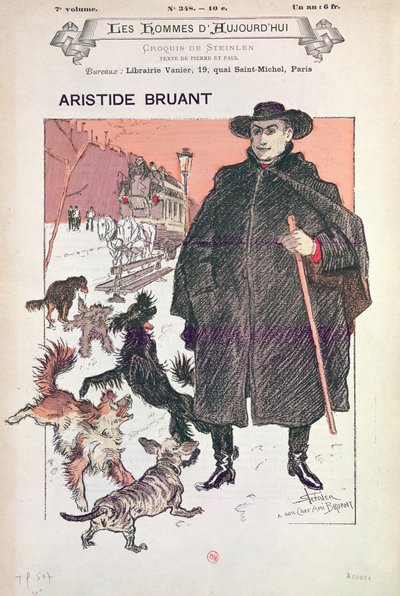 Karikatur av Aristide Bruant i Les Hommes d