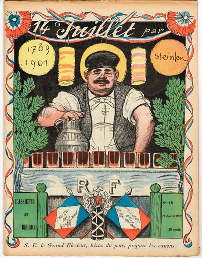 Omslag til "" The Butter Plate"", Satirisk i farger av Théophile Alexandre Steinlen