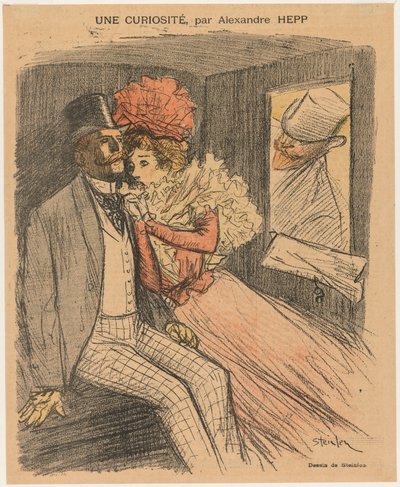 Illustrert Gil Blas: A Curiosity, av Alexandre Hepp, 1897. av Théophile Alexandre Steinlen