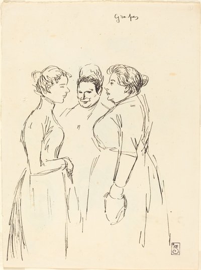 Gossiping Women, slutten av 1800-begynnelsen av det 20. århundre. av Théophile Alexandre Steinlen