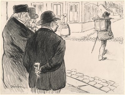 Han opptrer som en maler, sent på 1800- og begynnelsen av 1900-tallet. av Théophile Alexandre Steinlen