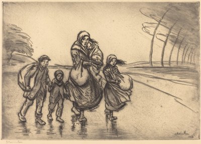 I regnet: mor og barn, 1915. av Théophile Alexandre Steinlen