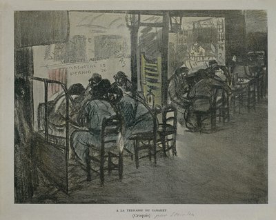 Paris på terrassen til kafeen, av Theophile Alexandre Steinlen, skisse av Théophile Alexandre Steinlen