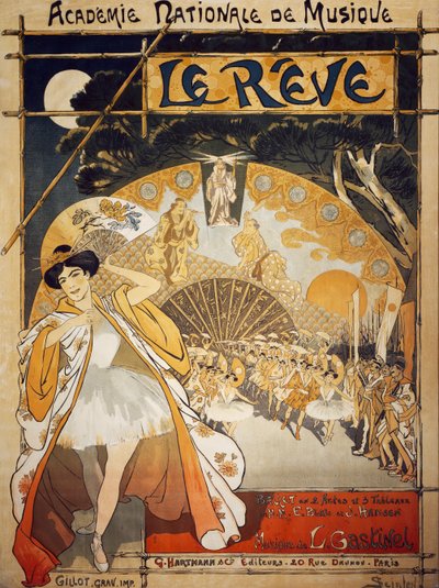Plakat for Le Reve, ballett av Alfred-Edouard Blau og Joseph Hansen, musikk av Leon Gastinel, Academie Nationale de Musique, Paris, utgitt av Hartmann, Paris av Théophile Alexandre Steinlen